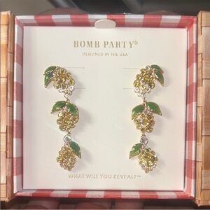 Bomb Party Gold and Green Earrings